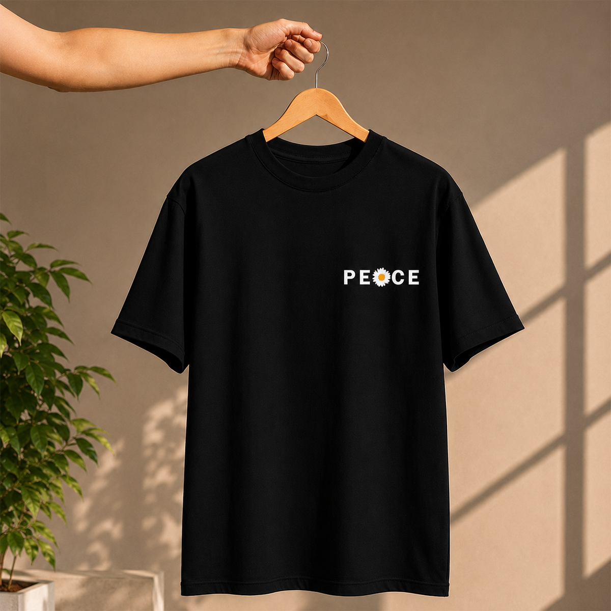 Peace Daisy Oversized French Terry T-Shirt – 240 GSM