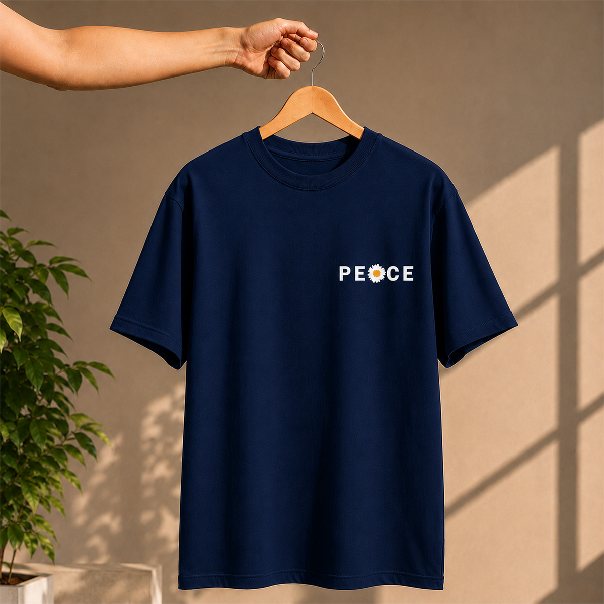 Peace Daisy Oversized French Terry T-Shirt – 240 GSM