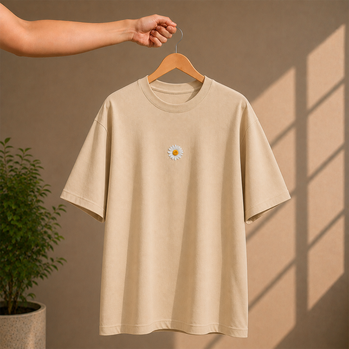 Daisy Bloom Oversized French Terry T-Shirt – 240 GSM