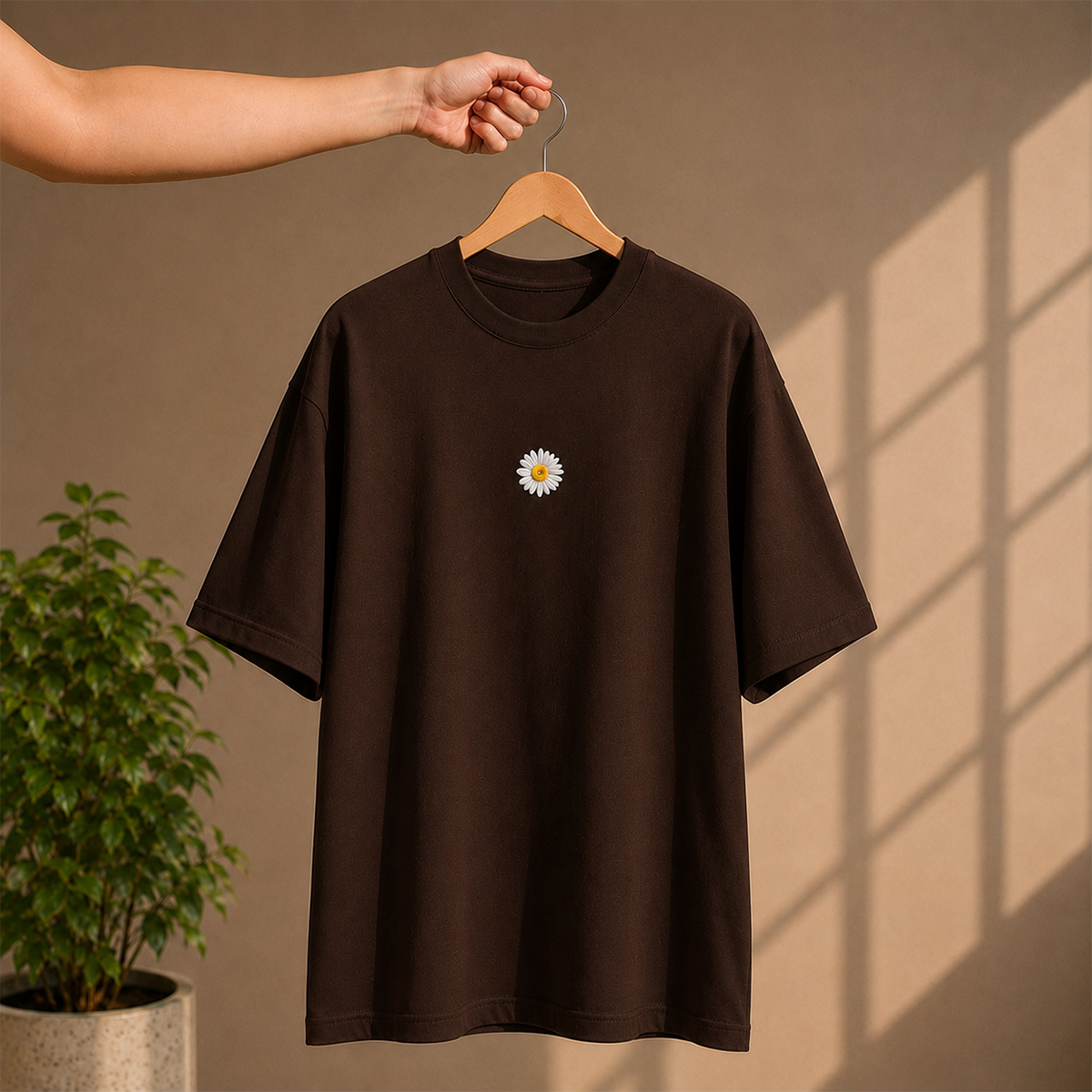 Daisy Bloom Oversized French Terry T-Shirt – 240 GSM