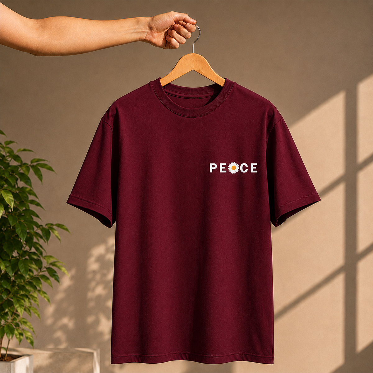Peace Daisy Oversized French Terry T-Shirt – 240 GSM