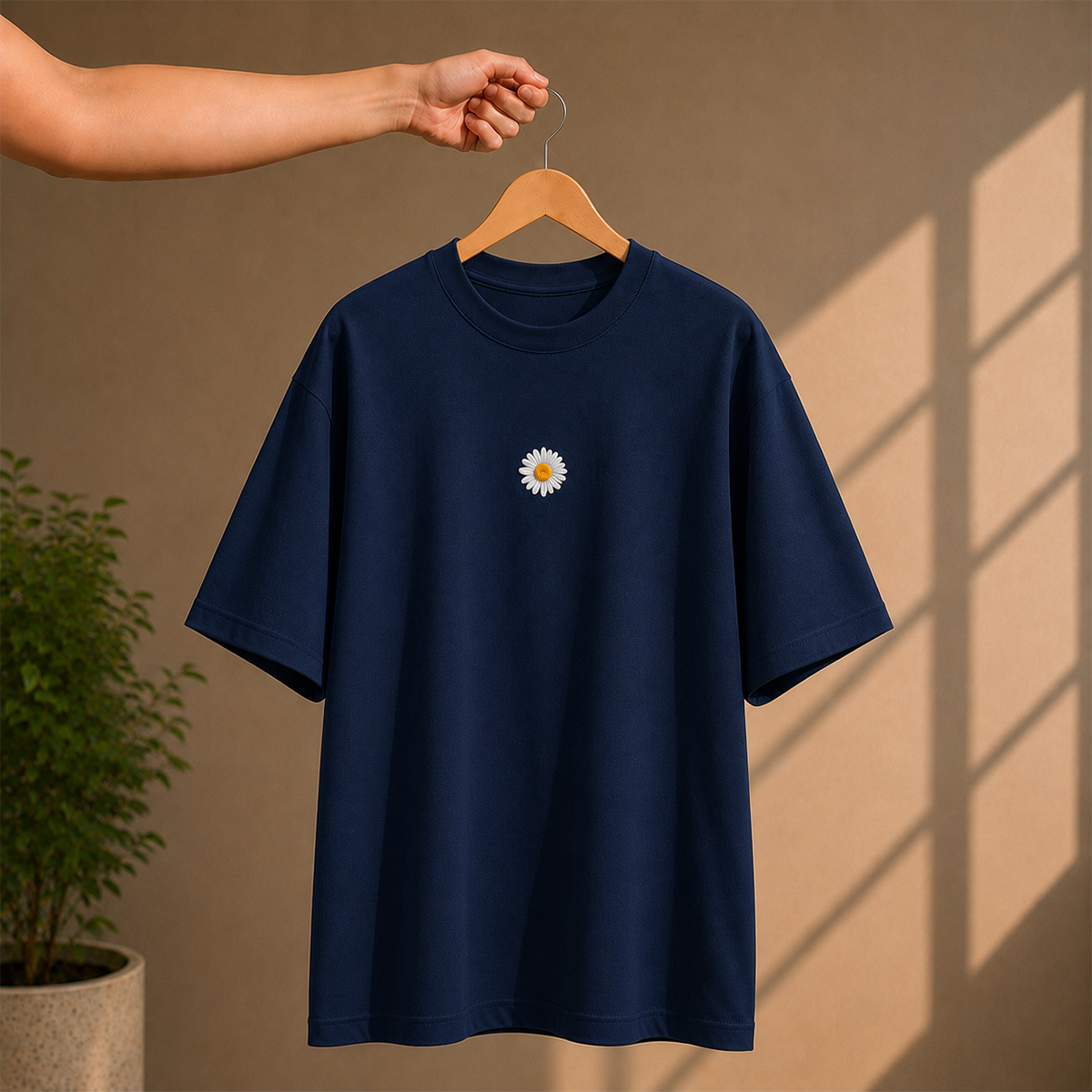 Daisy Bloom Oversized French Terry T-Shirt – 240 GSM