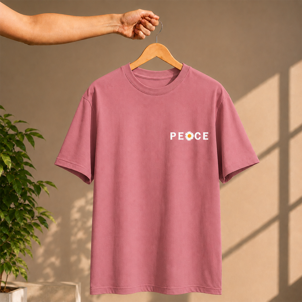 Peace Daisy Oversized French Terry T-Shirt – 240 GSM