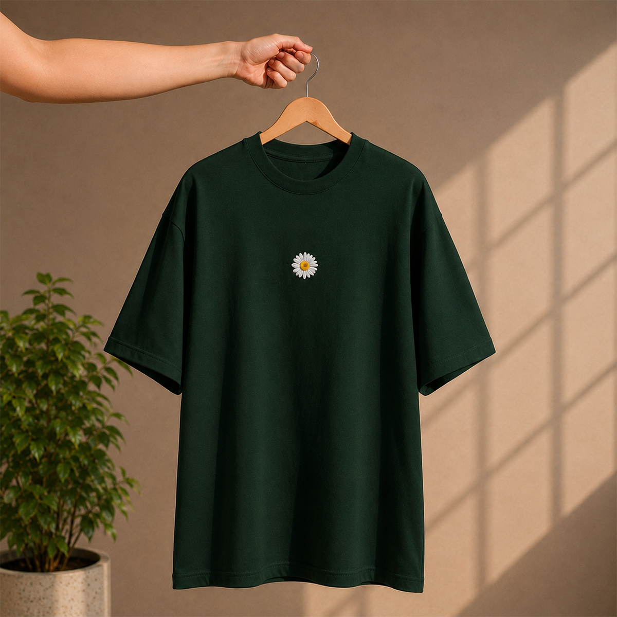 Daisy Bloom Oversized French Terry T-Shirt – 240 GSM