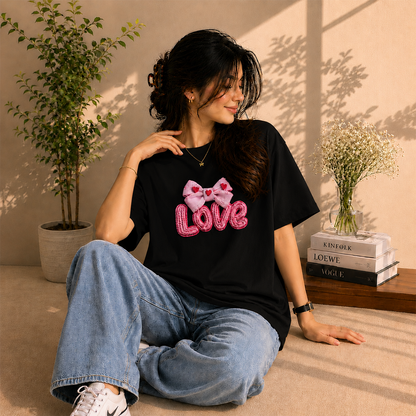 Love Bow Oversized T-Shirt – Premium French Terry
