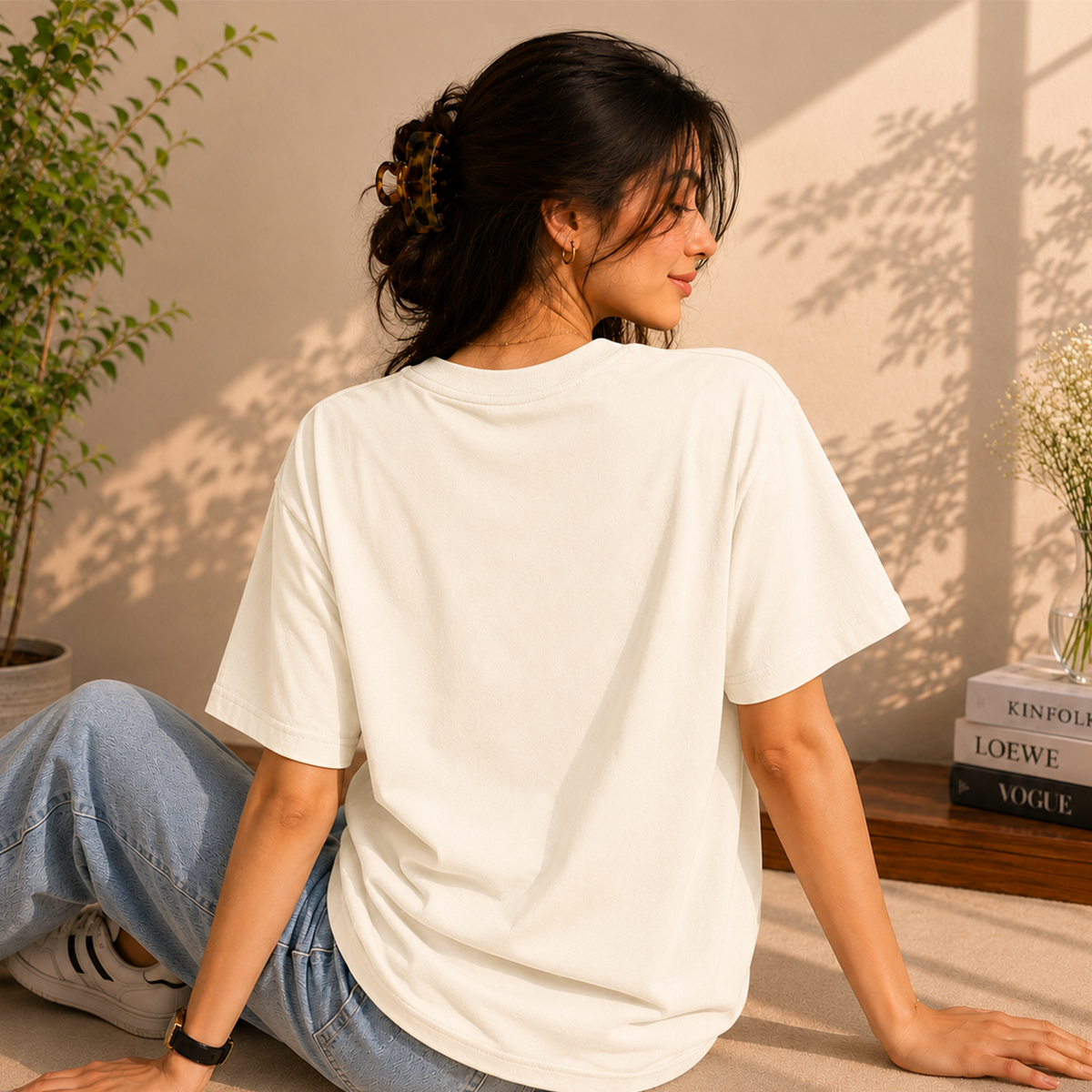 Cherry Bow Oversized French Terry T-Shirt – 240 GSM