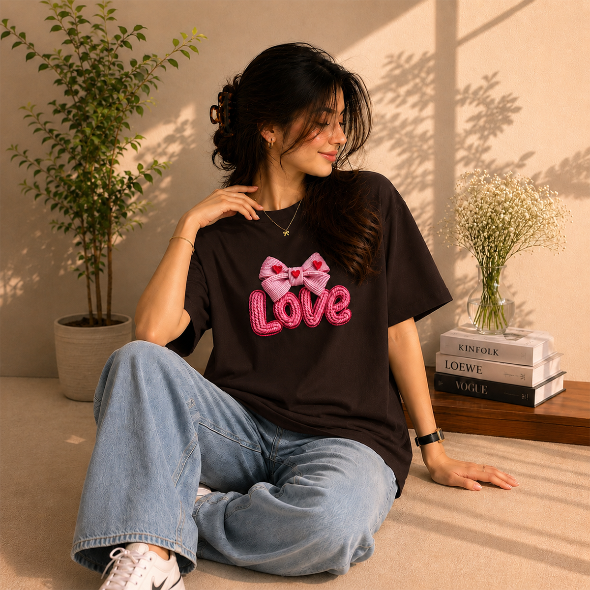 Love Bow Oversized T-Shirt – Premium French Terry