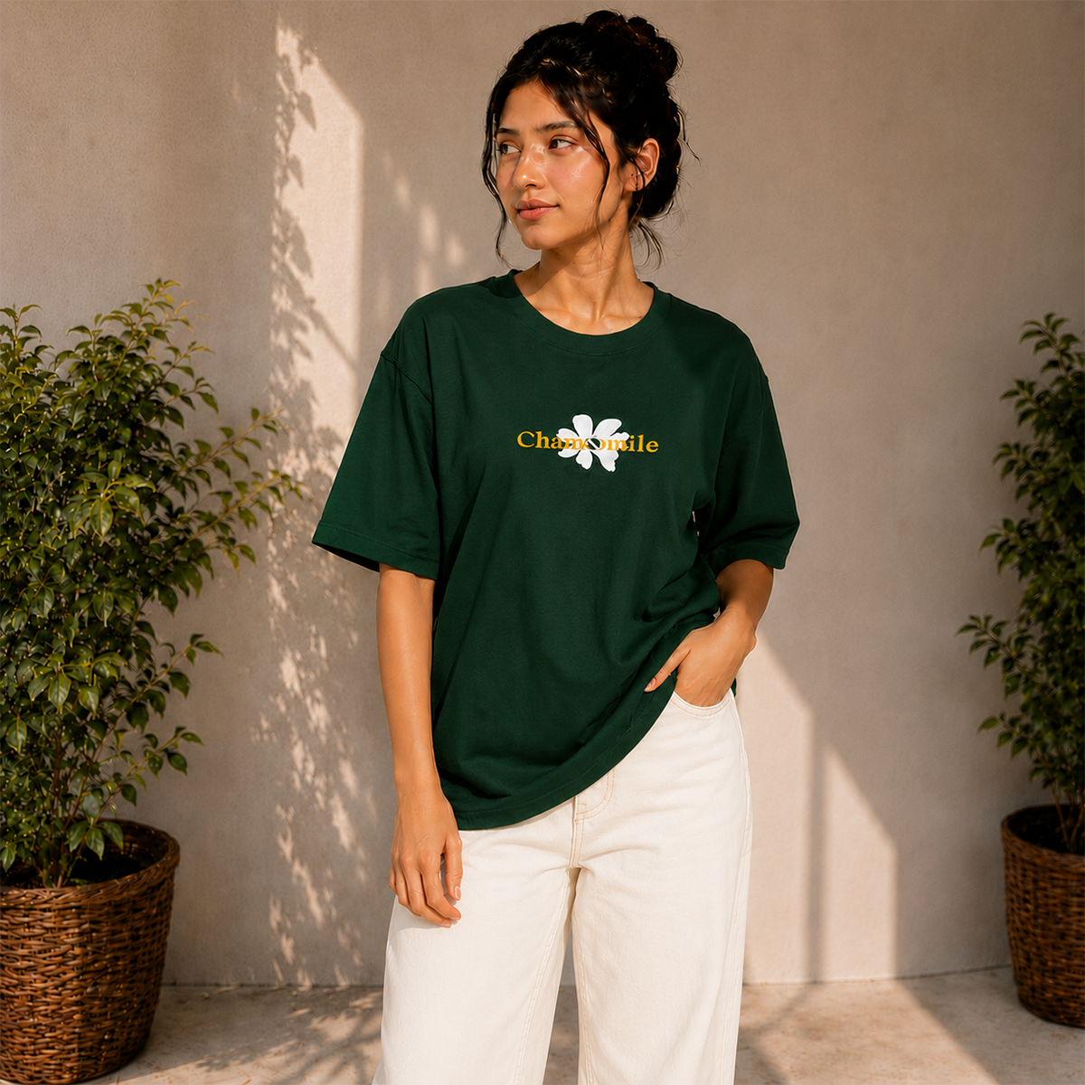 Chamomile Daisy Oversized T-Shirt | 240 GSM French Terry Cotton ⭐