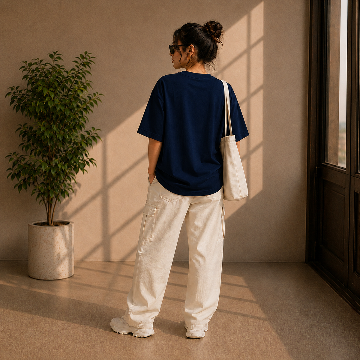 Daisy Bloom Oversized French Terry T-Shirt – 240 GSM