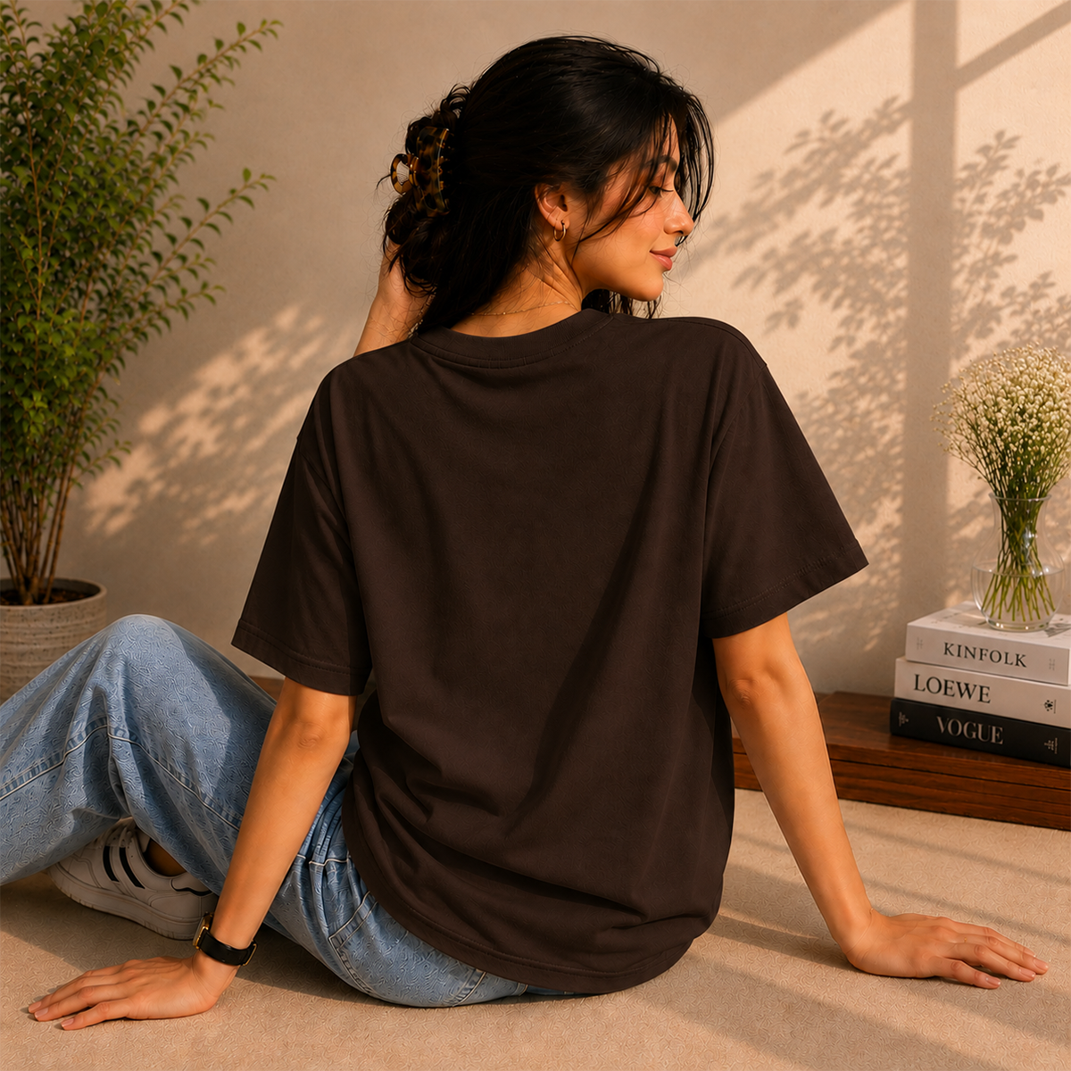 Cherry Bow Oversized French Terry T-Shirt – 240 GSM