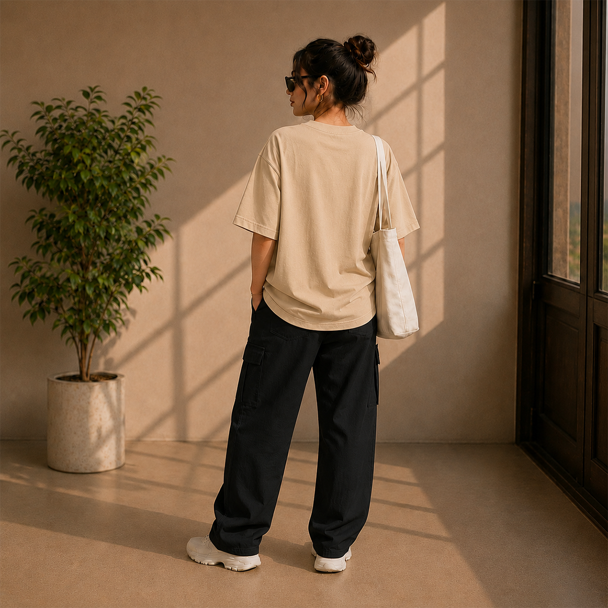 Daisy Bloom Oversized French Terry T-Shirt – 240 GSM
