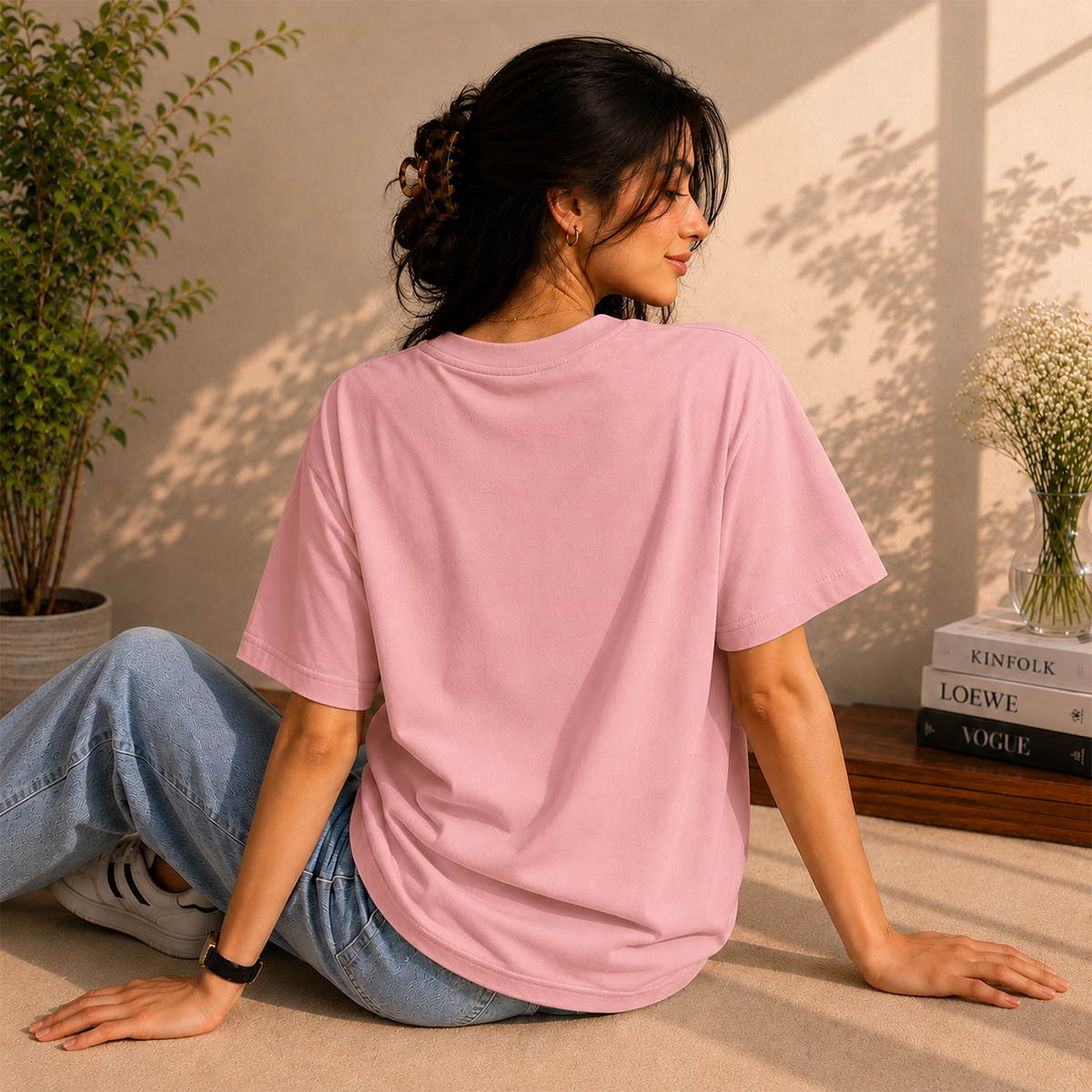 Cherry Bow Oversized French Terry T-Shirt – 240 GSM