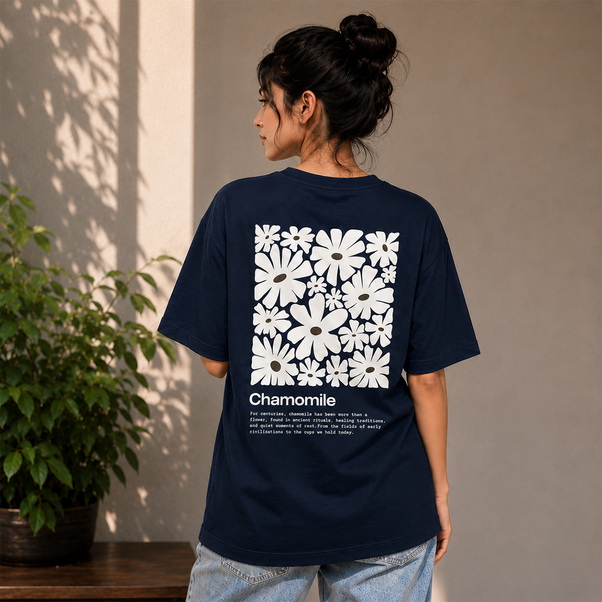 Chamomile Daisy Oversized T-Shirt | 240 GSM French Terry Cotton ⭐