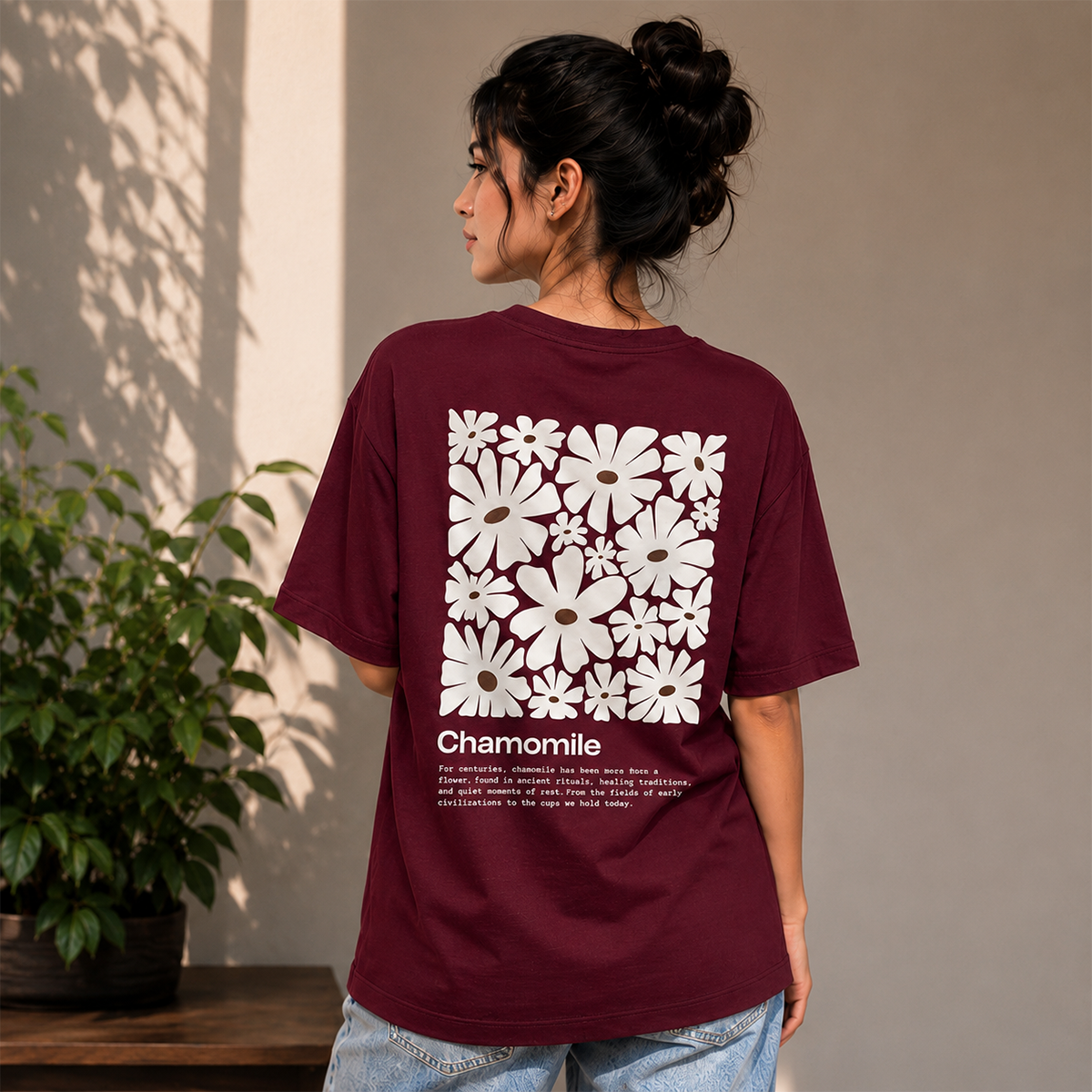 Chamomile Daisy Oversized T-Shirt | 240 GSM French Terry Cotton ⭐