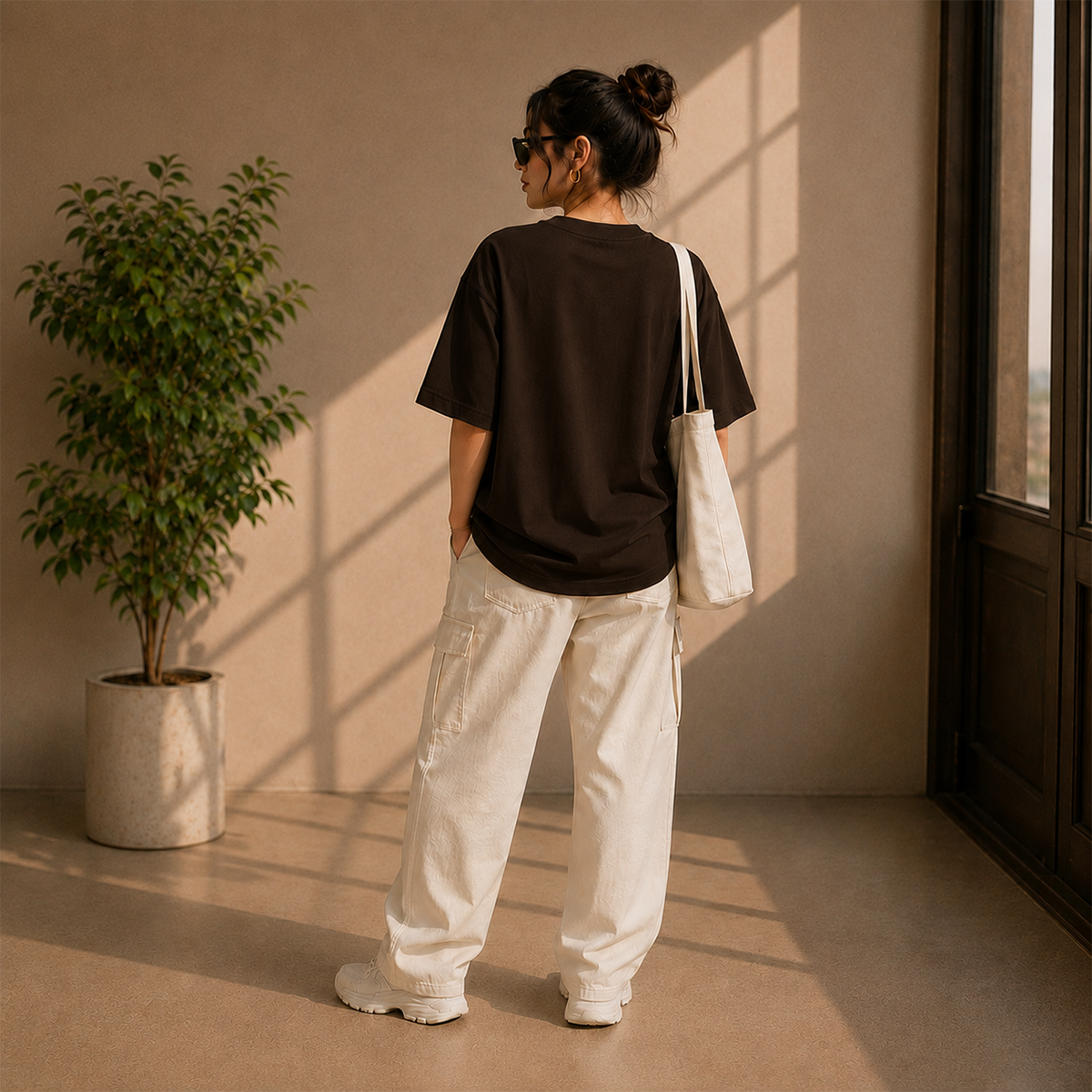 Daisy Bloom Oversized French Terry T-Shirt – 240 GSM